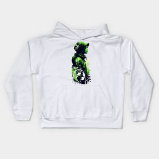 Join the Movement with Our Abstract Black, White, and Green Climate Activist Girl Design Kids Hoodie